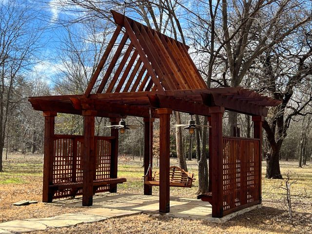 Burleson, TX — Custom made pergola, with stain