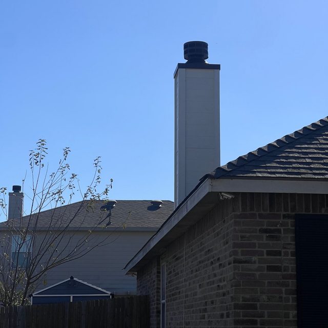 Crowley, TX — Custom Fabricated Metal Chimney Cap.